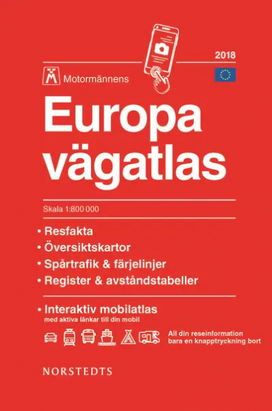 Europa Vgatlas 2018 Motormnnen i gruppen Friluftsliv / Bcker hos Familjetrygg (EUVag2018)